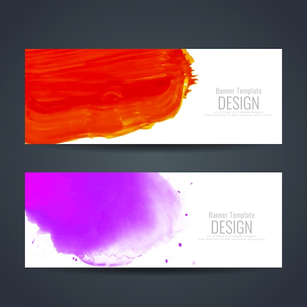 Red and purple watercolor banners