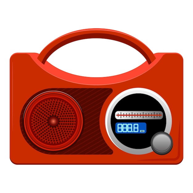 Красный значок радио Мультфильм о красном радиовекторном значке для веб-дизайна, изолированном на белом фоне