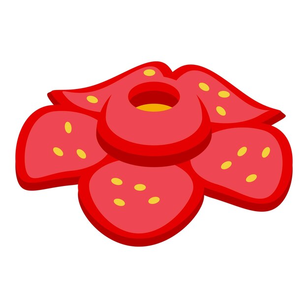 Vector red rafflesia icon isometric vector floral nature tropical blossom