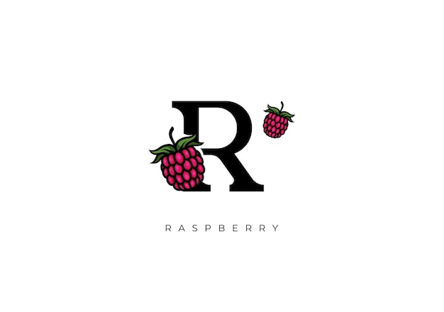 Red RASPBERRY FRUIT Vector Great combination of Raspberry Fruit symbol with letter R