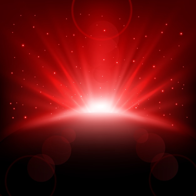 Red rays rising background with sparkles