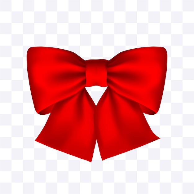 Red realistic 3d bow Vector clipart isolated on white background