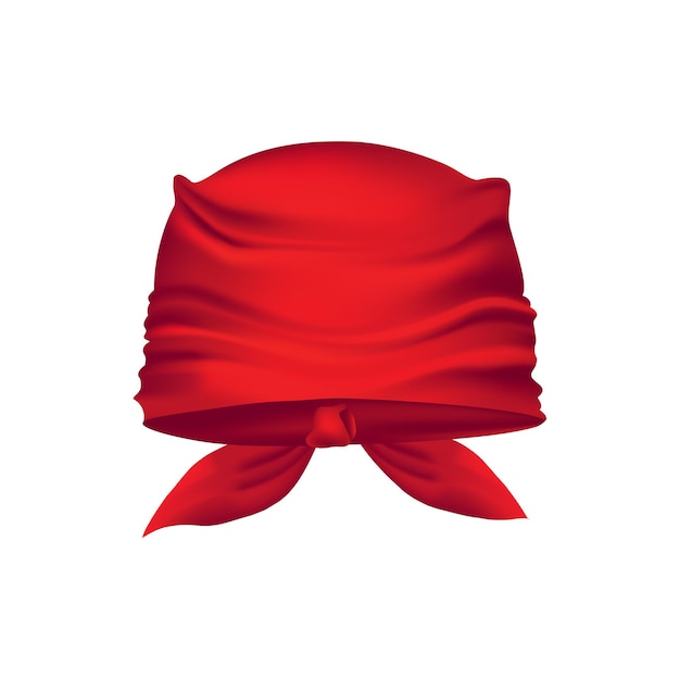 Red realistic bandana on head.