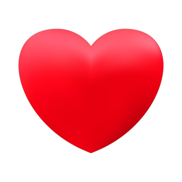 red realistic heart icon on white background d vector illustration