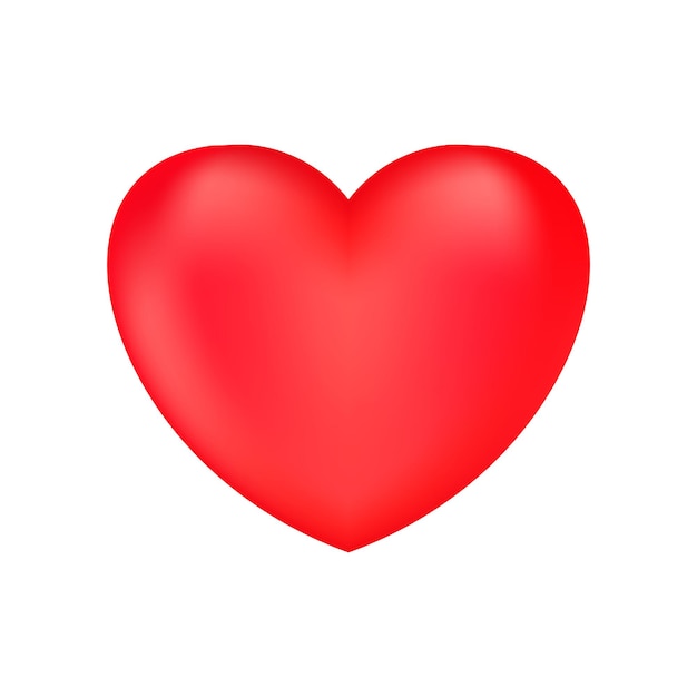 red realistic heart icon on white background d vector illustration