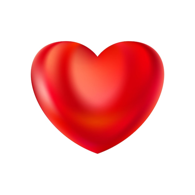 Red realistic heart icon on white background d vector illustration