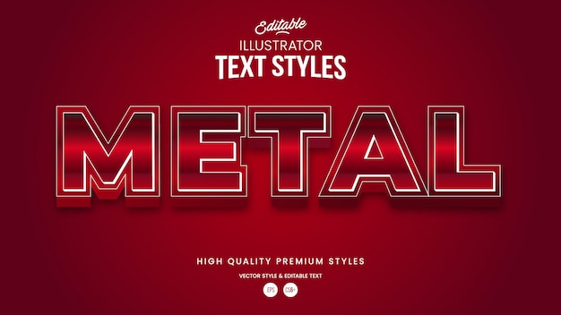 Red Realistic Metal Gradient  Modern Abstract Text Effect Editable Graphic Style