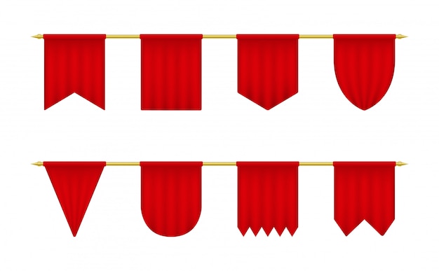 Vector red realistic pennant.