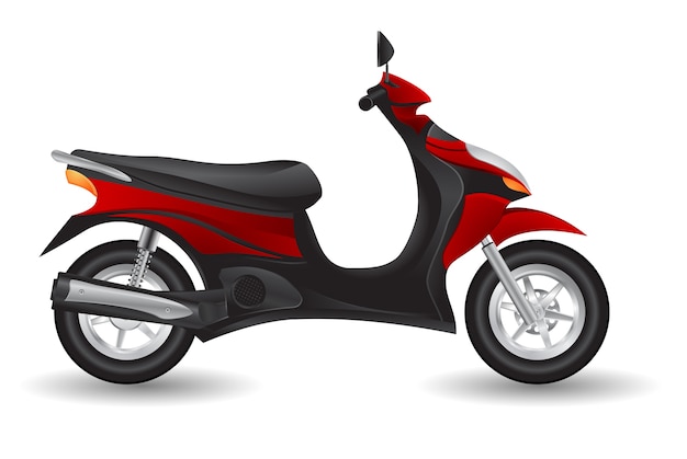 Red realistic scooter bike icon