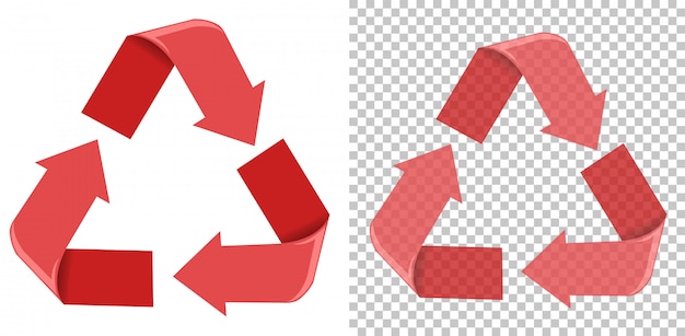 A red recycle sign