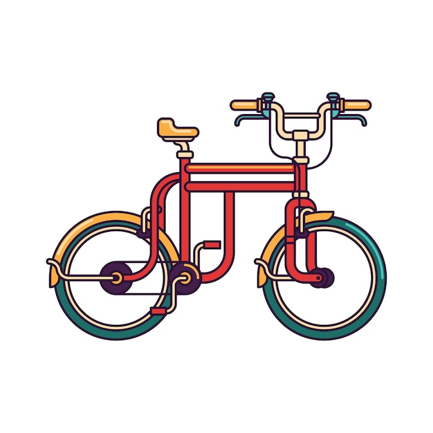 Red retro bicycle vector line illustration