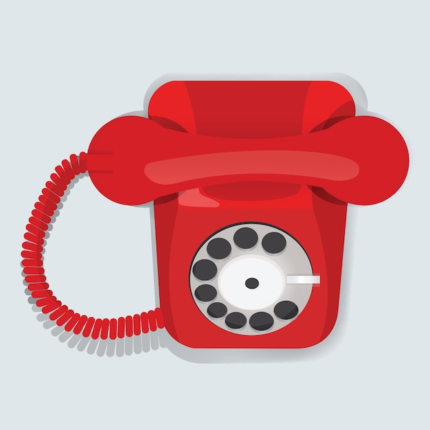 Vector red retro vintage telephone