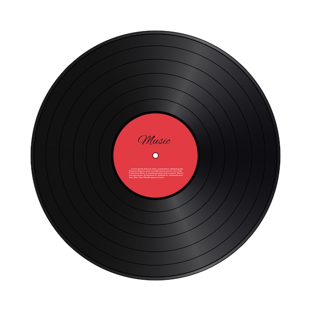 Red retro vinyl disk isolated on white.