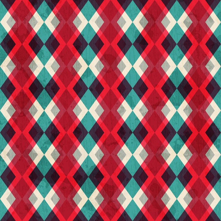 Vector red rhombus seamless pattern with grunge effect