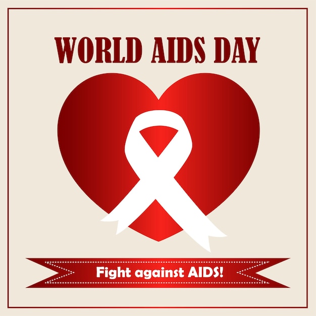 Red ribbon aids awareness vector illustration solidarity concept