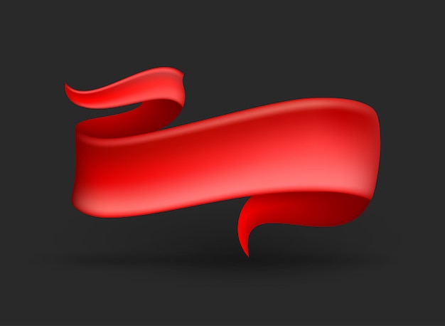 Vector red ribbon banner on background