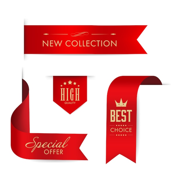 Vector red ribbon and banner luxury design.