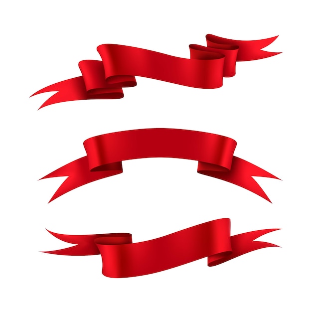 Red Ribbon banner set vector illustration EPS