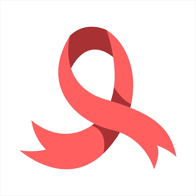 Red ribbon Concept of AIDS awareness icon logo symbol Flat vector illustration