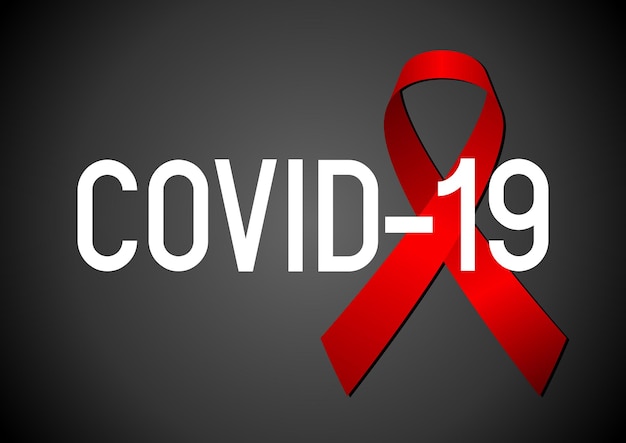 Red ribbon covid19 concept