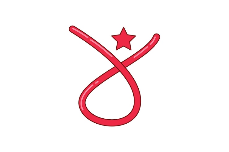 Vector red ribbon fortune sticker design