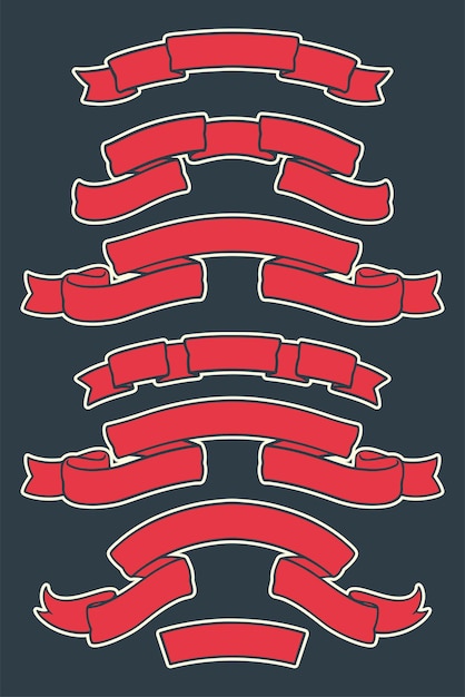 Вектор Набор векторных баннеров с красной лентой