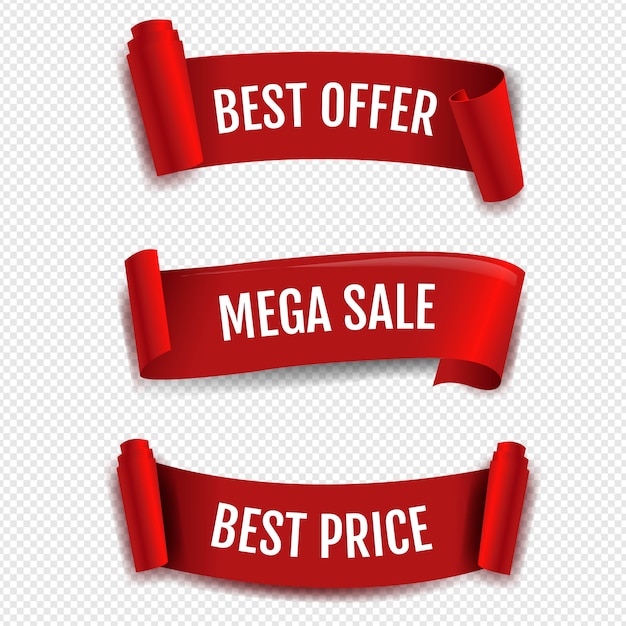 Red Ribbon Sale Banner isolated on transparent