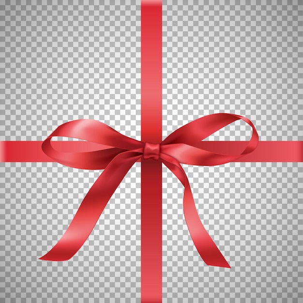 Red ribbon tied on present realistic vector illustration