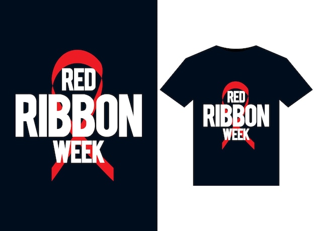 Red ribbon week-illustraties voor drukklaar t-shirts-ontwerp