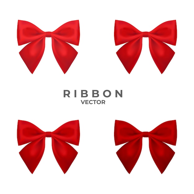 Red ribbon with four tone color on white background Red bow on white background