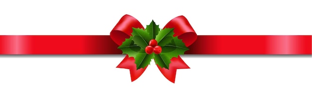 Vector red ribbon with holly berry