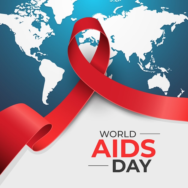 Red ribbon in world aids day concept