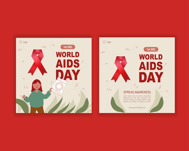 Red Ribbon World AIDS Day Social Background