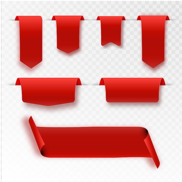 Red ribbon banner flat design on a transparent Vector Image