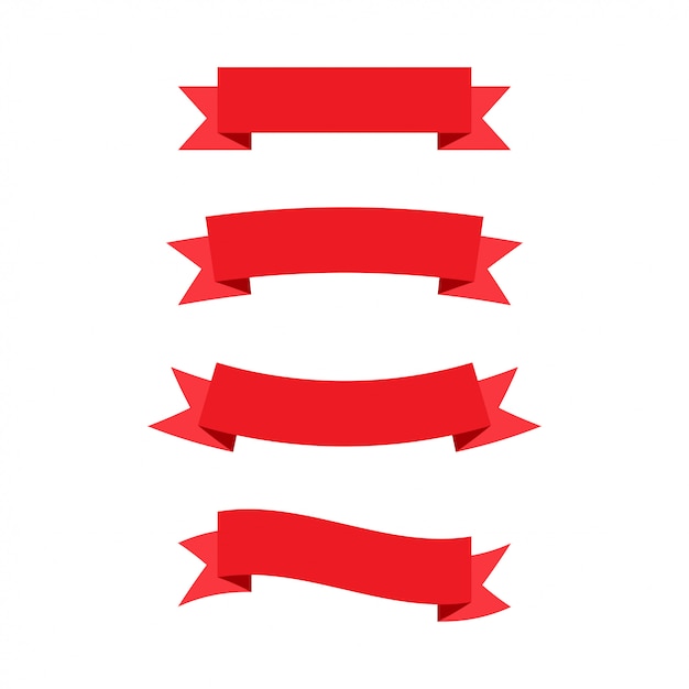 Vector red ribbons banners.