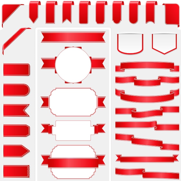 Vector red ribbons collection