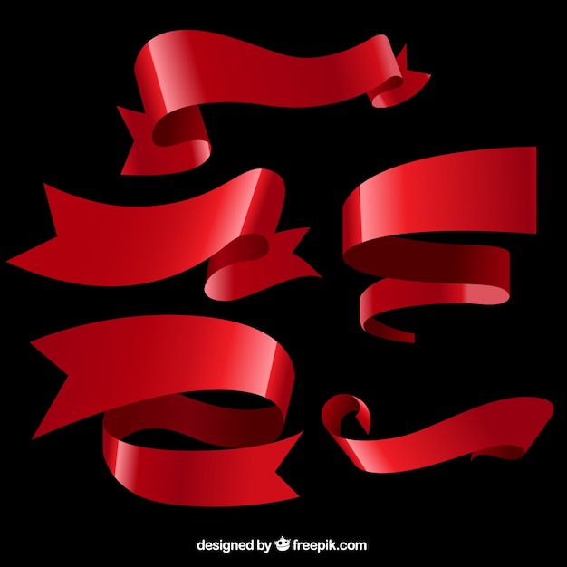 Vector red ribbons