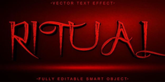Red Ritual Vector 完全に編集可能なスマートオブジェクトテキスト効果