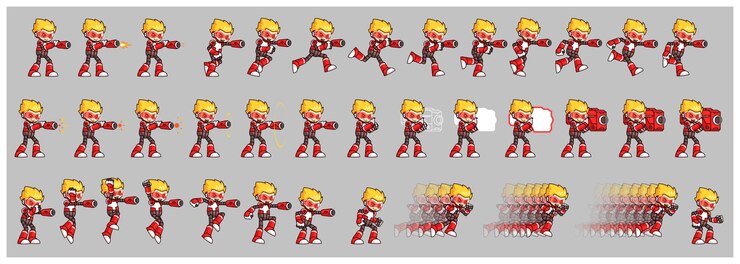 Vector red robot attack game sprites