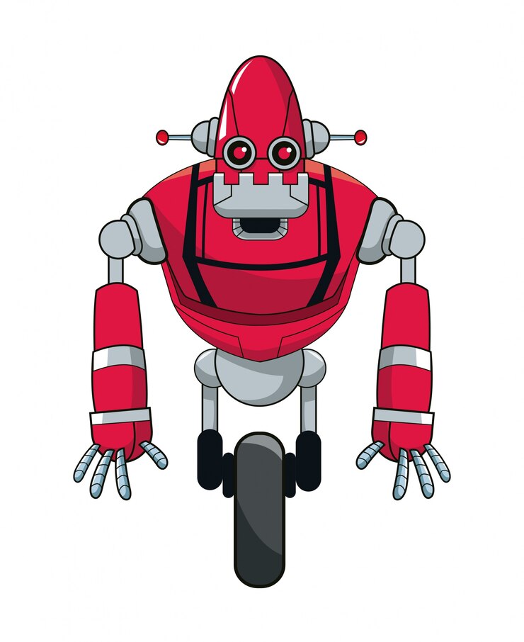 Vector red robot automation with wheel 