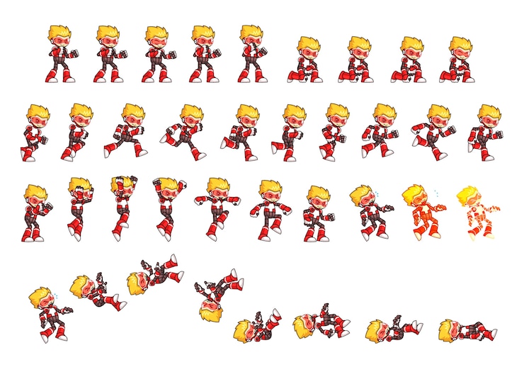 Vector red robot game sprites