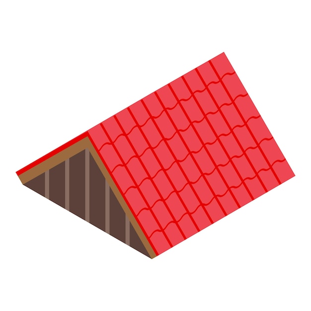 Red roof icon isometric vector house repair exterior texture