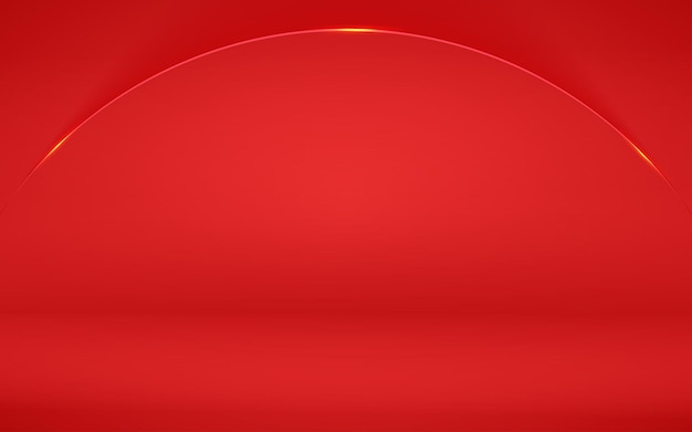 RED room in the 3d Abstract Background with shiny curve