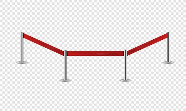 Red rope for exhibition. Realistic fencing for security zone.