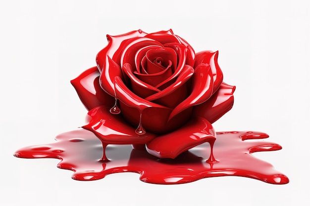 Red rose and drops of blood on a white background medical concept