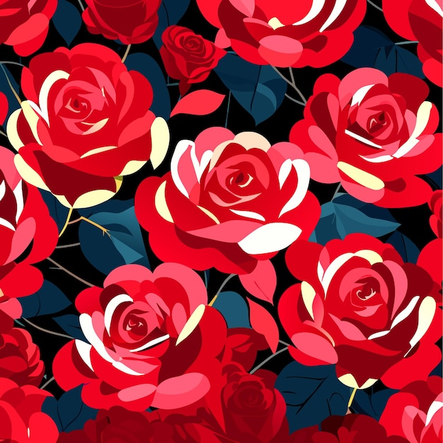 Red rose floral seamless pattern