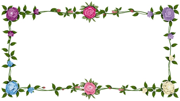 Vector red rose flower frame isolated. vector illustration