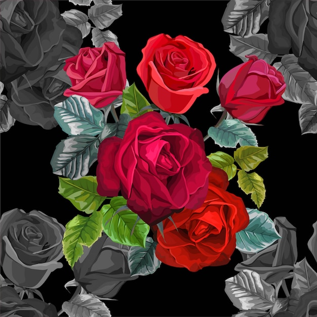 Vector red rose flower for greeting cards and invitations of the wedding