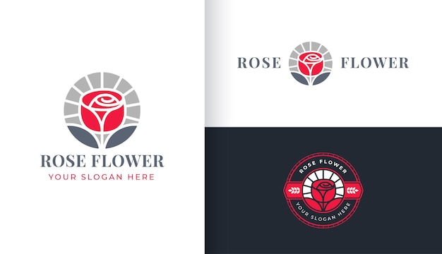 Disegno del logo del fiore della rosa rossa