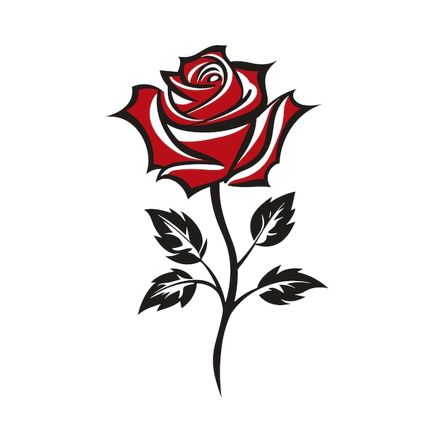 Red rose flower silhouette vector illustration